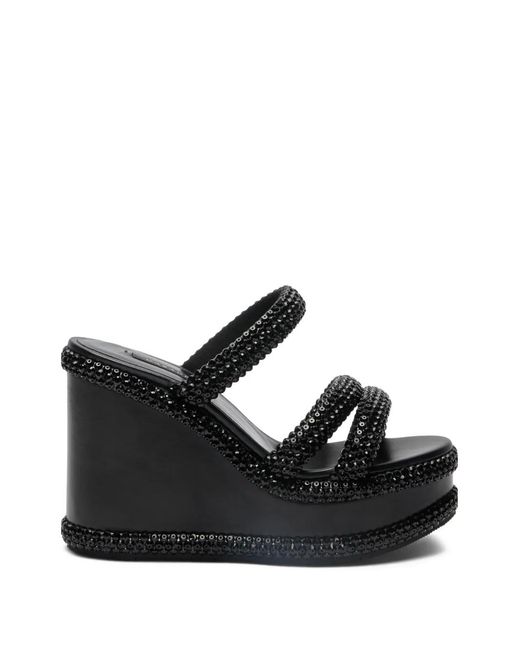 Casadei Black Sirio Wedge Sandals