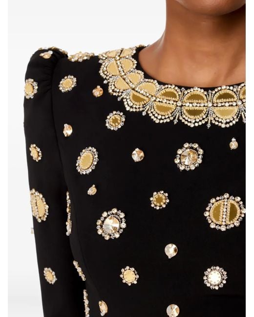 Jenny Packham Black Verziertes Maxikleid Mit Puffärmeln