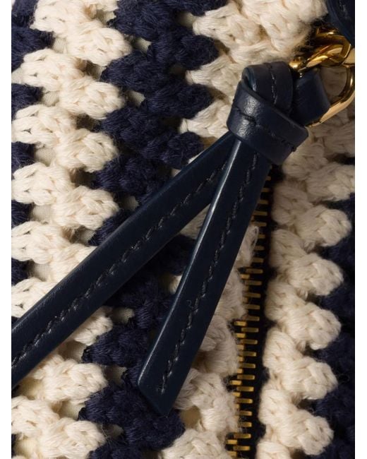 Miu Miu Blue Striped Crochet Shoulder Bag