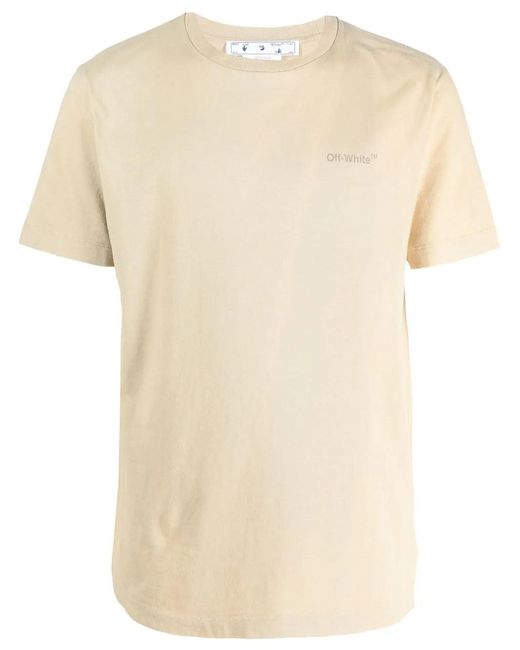 Off-White c/o Virgil Abloh Natural Logo-Print Short-Sleeve T-Shirt for men