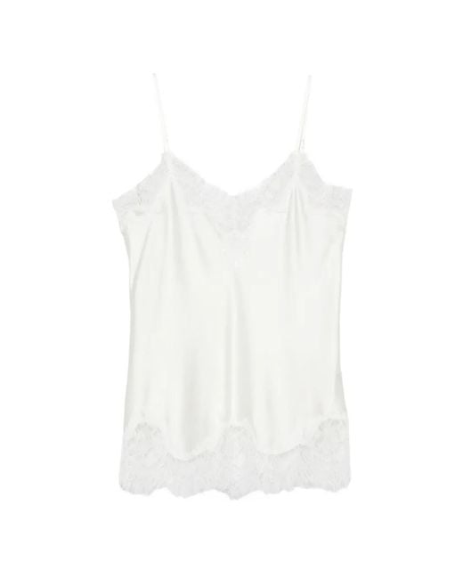 MANSPHIL White V-Neck Lace-Trim Top
