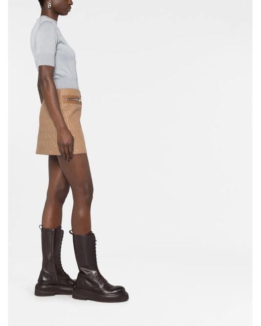 Versace Natural All Over Logo Canvas Mini Skirt