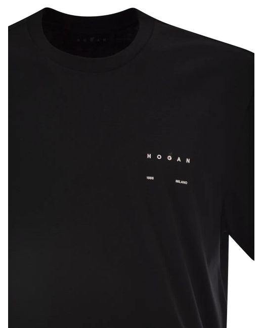 Hogan Black Round-Neck Logo T-Shirt for men