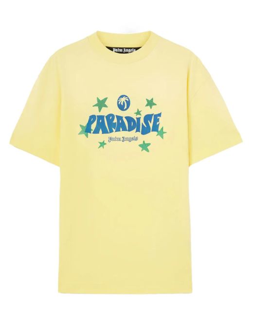 Palm Angels Yellow Paradise Palm T-Shirt for men