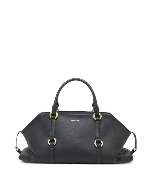 McQueen Black Maxi Leather Bag for men
