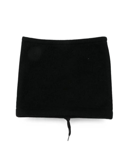 Rier Black Drawstring Fleece Beanie Hat for men