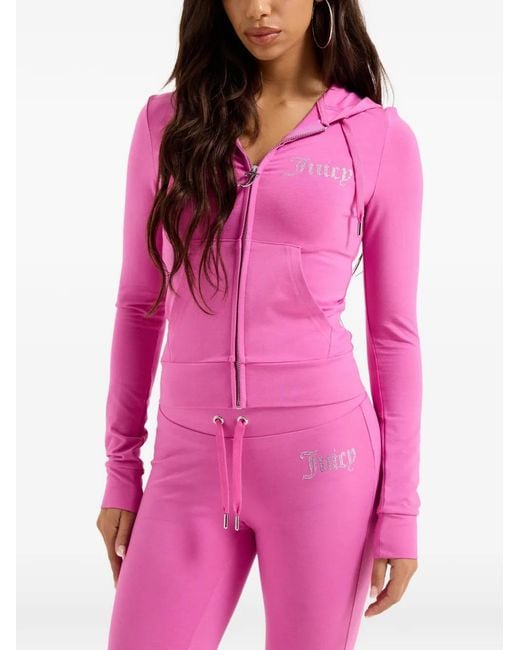 Juicy Couture Pink Diamanté Zip-Through Hoodie