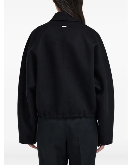 Ferragamo Blue Zip-Up Drawstring Bomber Jacket