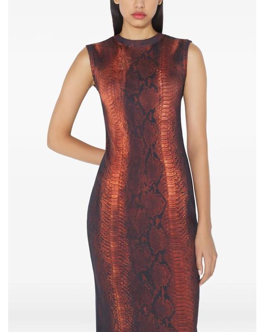 Jean Paul Gaultier Midi-Jurk Met Pythonprint in het Purple