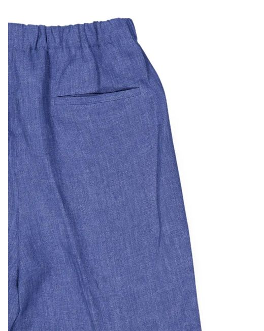 Piacenza Cashmere Blue Elasticated-Waist Linen Shorts for men