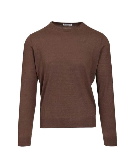 Al Duca D'aosta Brown Ribbed-Trim Long-Sleeve T-Shirt for men