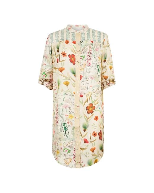 La Prestic Ouiston White Open It Floral-Print Dress