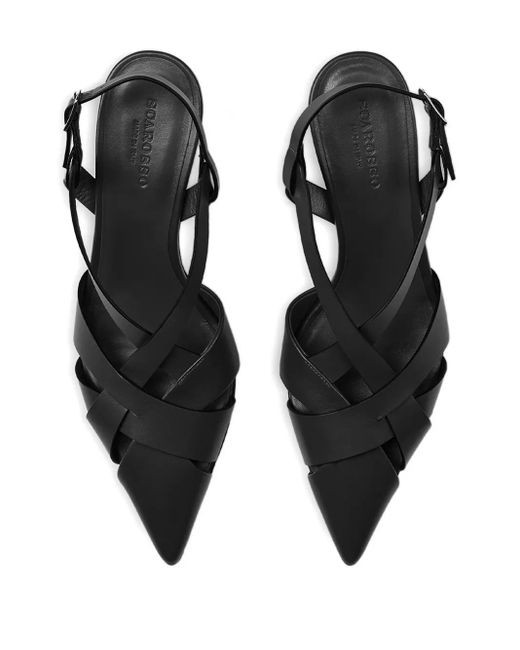 Scarosso Black Slingback Pointed-Toe Pumps