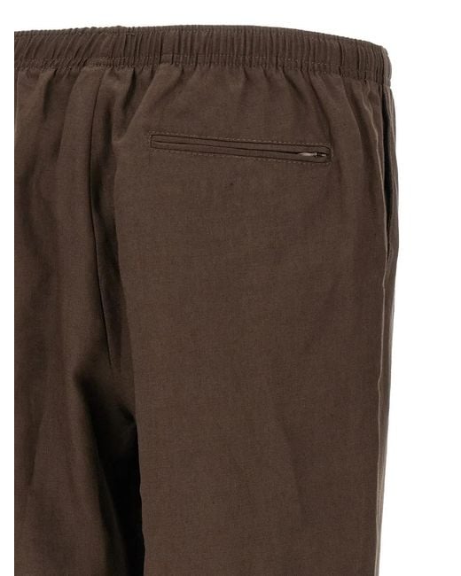 Cellar Door Brown Alfred Linen Drawstring Trousers for men