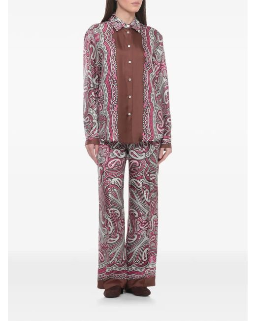 P.A.R.O.S.H. Purple Paisley-Pattern Buttoned Silk Shirt