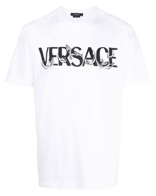 メンズ Versace バロッコシルエット プリント Tシャツ White