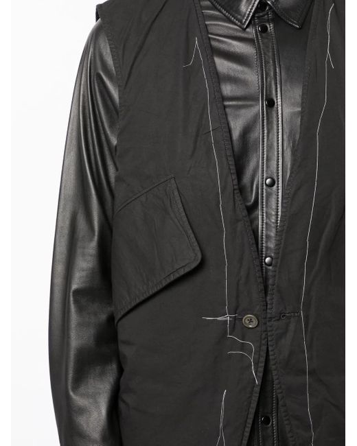 Nicolas Andreas Taralis Black Stitch-Detail V-Neck Gilet for men