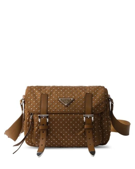 Prada Brown Schultertasche Aus Re-Nylon