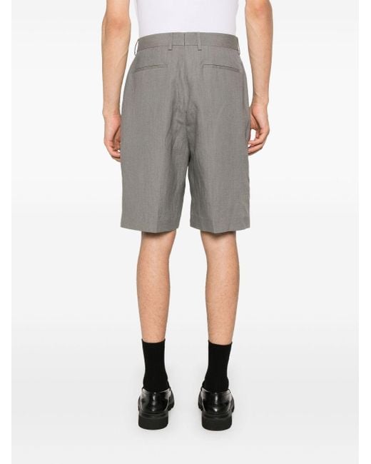 Ferragamo Gray Slub-Textured Tailored Shorts for men