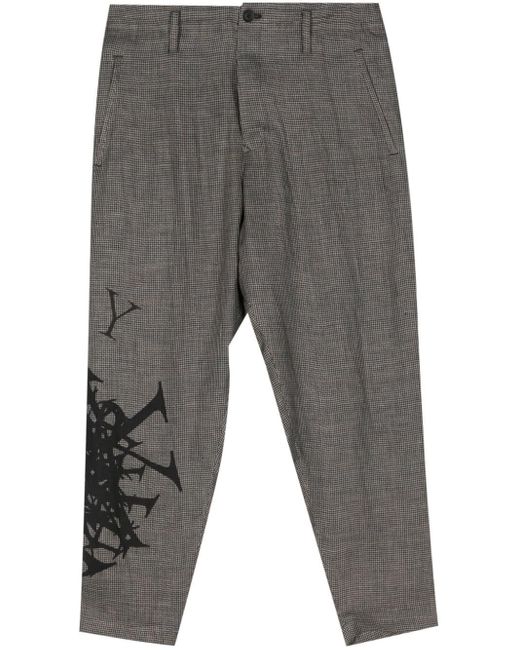 Yohji Yamamoto Gray Dogtooth-pattern Tapered Trousers for men