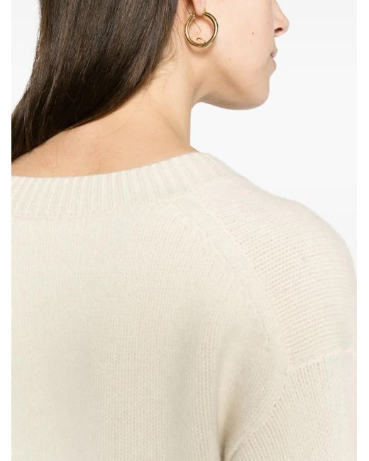 Totême White Wool And Cashmere Blend V-Necked Jumper