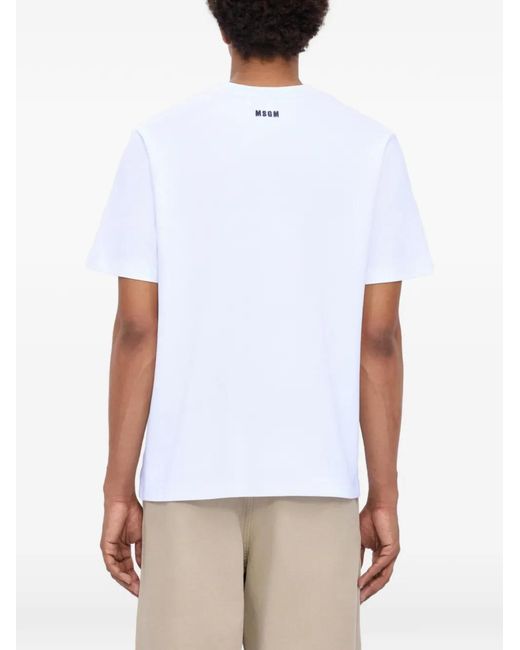 MSGM White T-Shirt À Imprimé Graphique for men