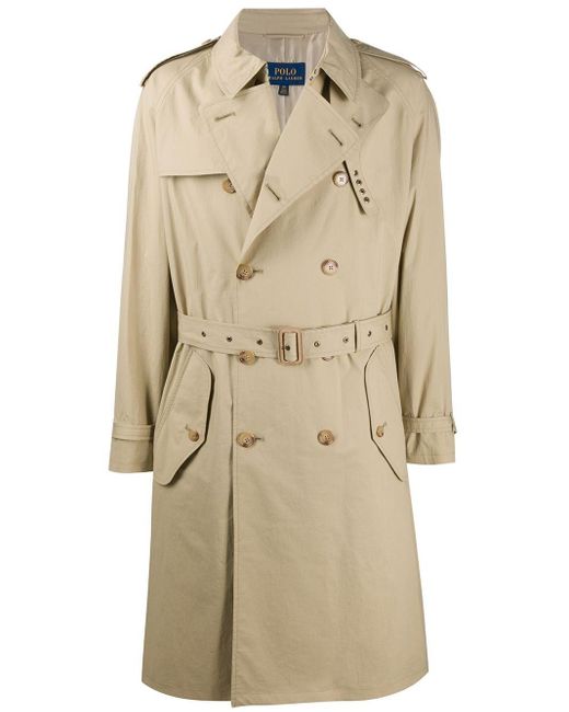 Polo Ralph Lauren Double Breasted Trench Coat in Natural for Men Lyst