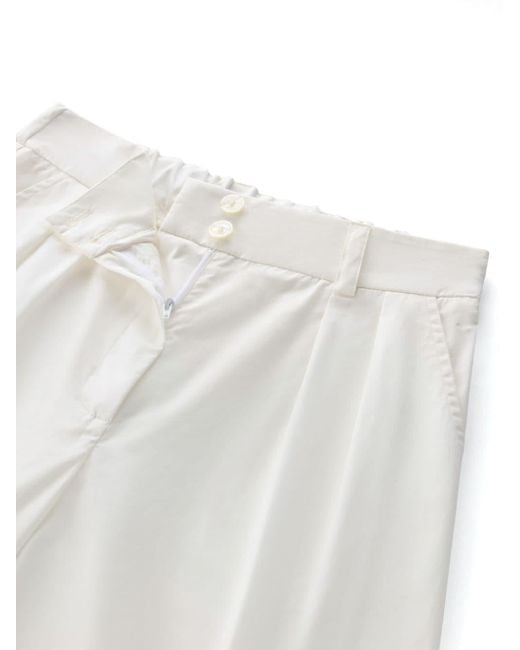 Woolrich White Pleat-detailing Cotton Trousers