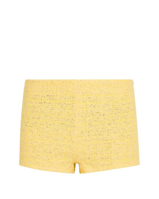 LIBEROWE Yellow Madeline Tweed-Effect Mini Shorts