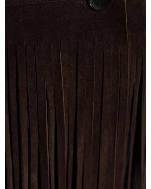 Etro Black Single-Breasted Suede Jacket With Fringing