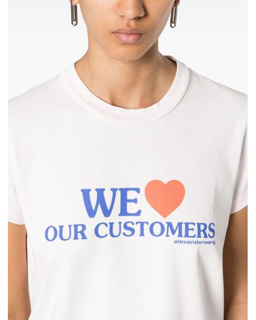 Alexander Wang White Slogan-print Cropped T-shirt
