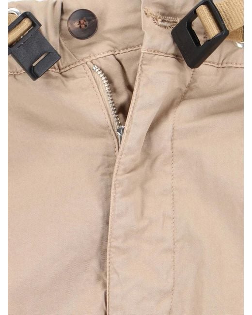 White Sand Natural Pleated Belted Trousers for men