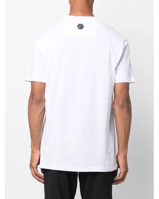 Philipp Plein White Skull-Print Short-Sleeved T-Shirt