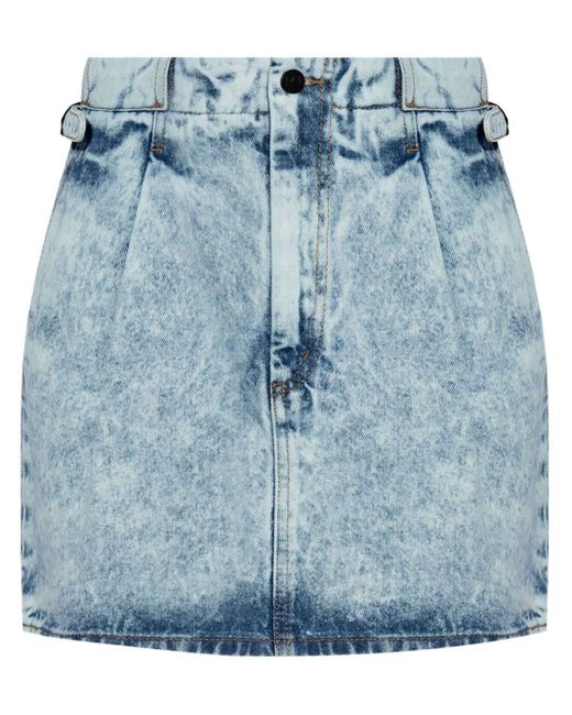 The Mannei Blue Antin Paperbag-waist Denim Miniskirt