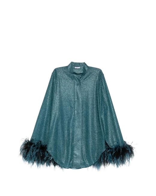 Camicia Con Piume di Oseree in Green