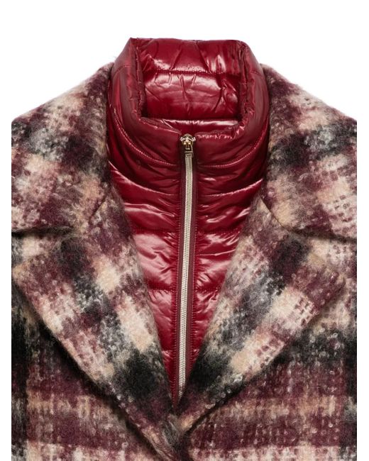 Herno Red Checked Single-Breasted Coat