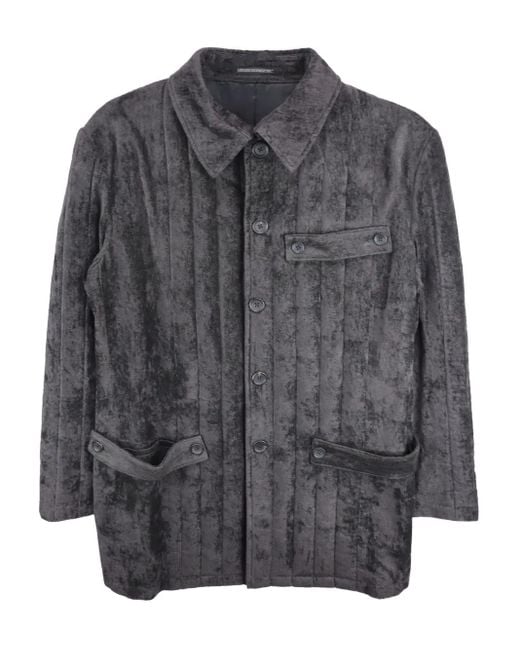 Yohji Yamamoto Gray Pleated Linen Jacket for men