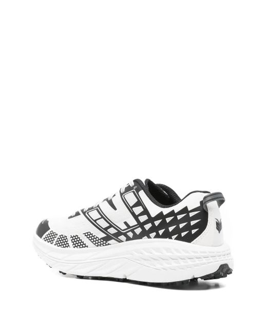 Hoka One One White Geometric-Pattern Sneakers