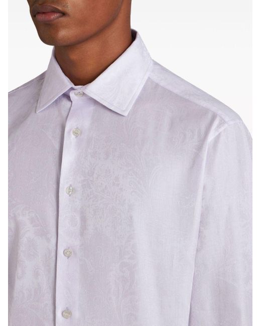 Etro White Jacquard Cotton Shirt for men