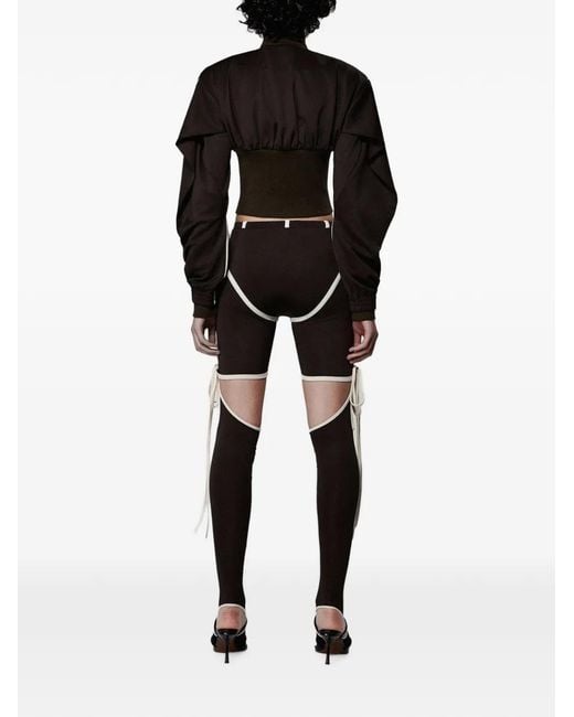 SRVC Studio Black Long John Contour-Panel Tie-Detail Shorts