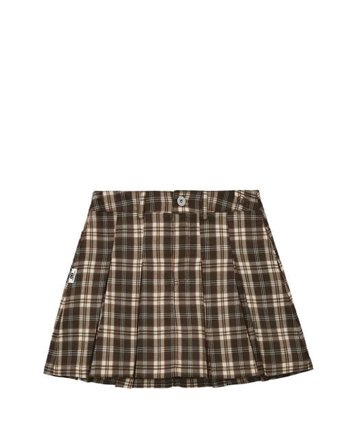 Chocoolate Brown Pleated Plaid Skirt