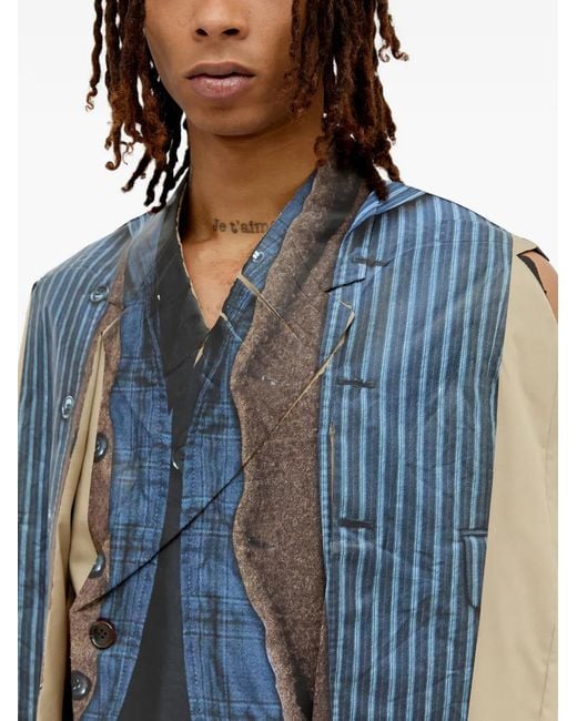 Comme des Garçons Blue Sleeveless Shirt Jacket for men