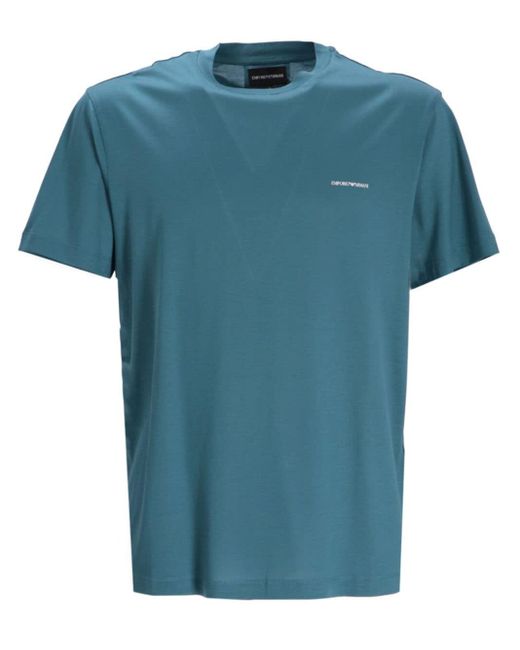 Emporio Armani Blue Logo-print Short-sleeve T-shirt for men