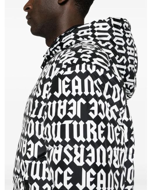 Versace Jeans Couture Black Reversible Hooded Puffer Jacket for men
