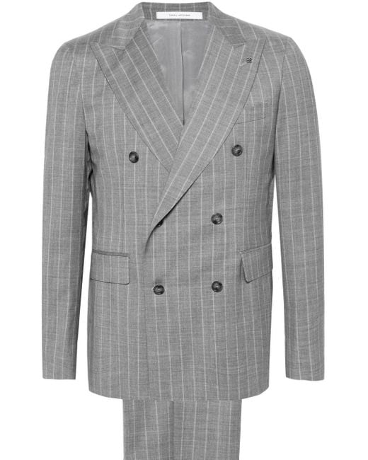Tagliatore Gray Striped Double-breasted Suit for men