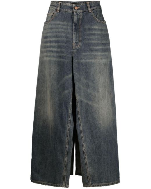 Balenciaga Gray Apron Denim Skirt - Women's - Cotton