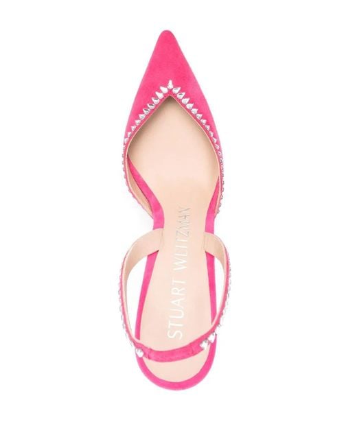 Stuart Weitzman Pink Rhinestone 105Mm Suede Pumps