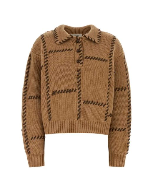 FRAME Brown Buttoned Polo Top