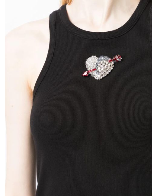 MSGM Top Verfraaid Met Hart in het Black