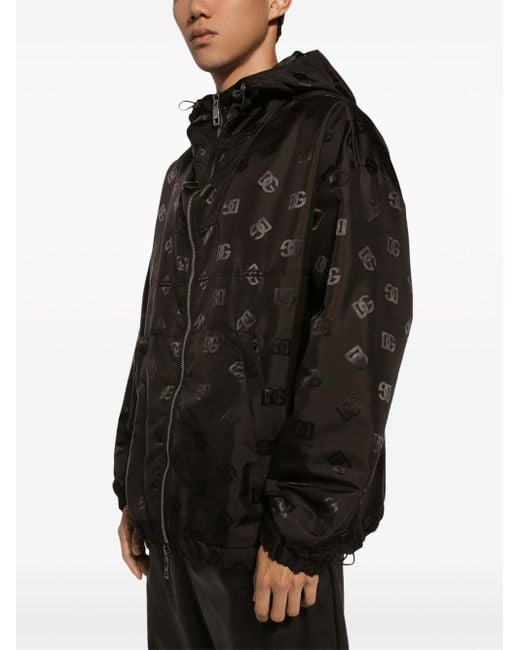 メンズ Dolce & Gabbana モノグラム フーデッドジャケット Black